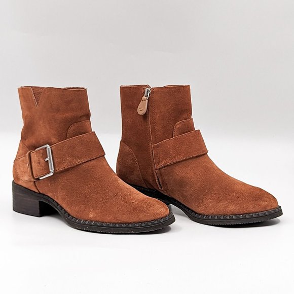 Gentle Soul Women Benton Slit Brown Suede Buckle Ankle Boots size 7.5 - Picture 1 of 11